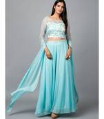 Women's Katdana Sequins Embroidered Wedding Lehenga in Blue