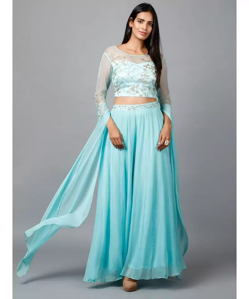 Women's Katdana Sequins Embroidered Wedding Lehenga in Blue