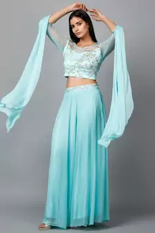 Women's Katdana Sequins Embroidered Wedding Lehenga in Blue