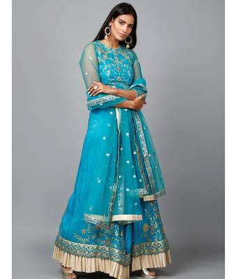 Turquose Blue Gota Patti Lehenga 1