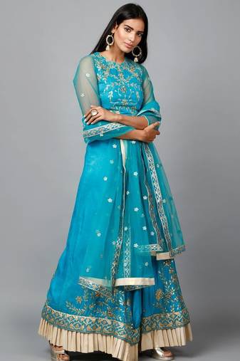 Turquose Blue Gota Patti Lehenga