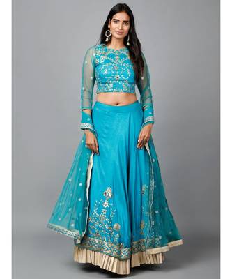 Turquose Blue Gota Patti Lehenga 2
