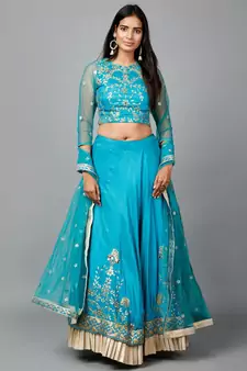 Turquose Blue Gota Patti Lehenga
