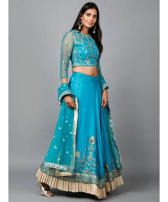 Turquose Blue Gota Patti Lehenga 3