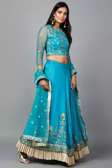 Turquose Blue Gota Patti Lehenga