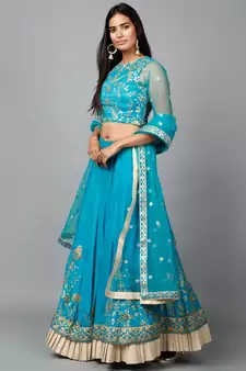 Turquose Blue Gota Patti Lehenga