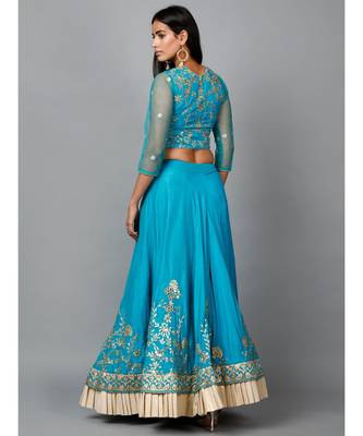 Turquose Blue Gota Patti Lehenga 5