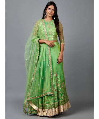 Parrot Green Gota Patti Lehenga 1
