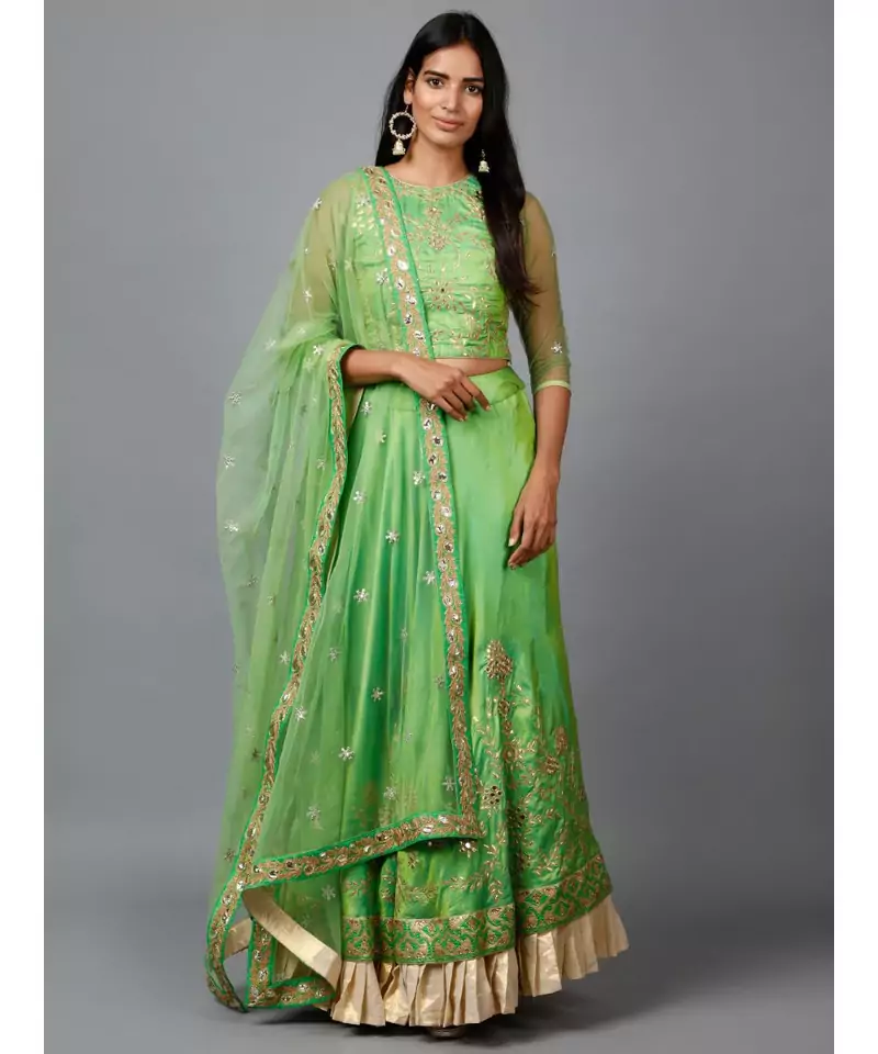 Parrot Green Gota Patti Lehenga