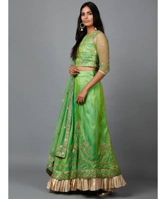 Parrot Green Gota Patti Lehenga 3