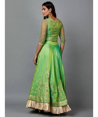 Parrot Green Gota Patti Lehenga 4