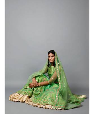 Parrot Green Gota Patti Lehenga 5