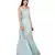 Light Blue Embroidered halter neck kurta with Georgette Lehanga set