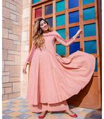 Blush Pink Red Dori Work Maxi Dress With Palazzo (Set of 2)