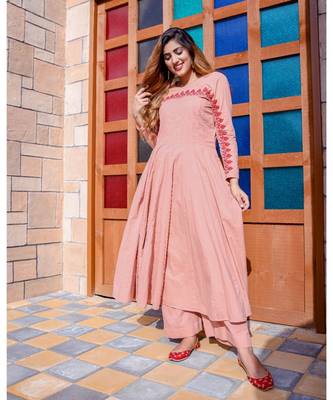 Blush Pink Red Dori Work Maxi Dress With Palazzo (Set of 2) 2