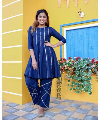 Blue Criss Cross Gota Kurta With Pant (Set of 2) 1