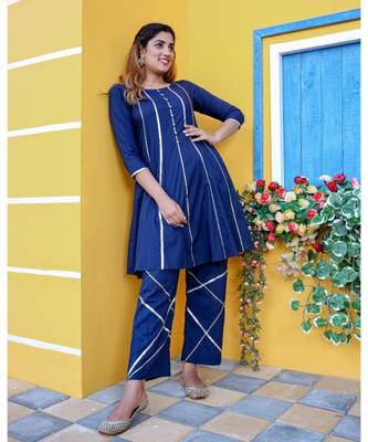 Blue Criss Cross Gota Kurta With Pant (Set of 2) 2