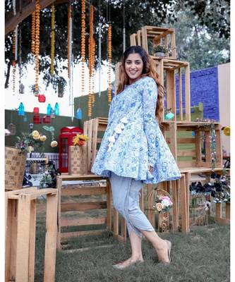 Blue Angrakha Kurta With Dhoti (Set of 2) 2