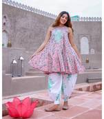 Pink & Green Mughal Butta Patch Kurta With Salwar (Set of 2)