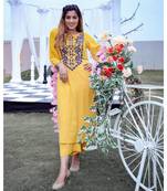 Yellow Blue Dori Work Kurta With Palazzo (Set of 2)