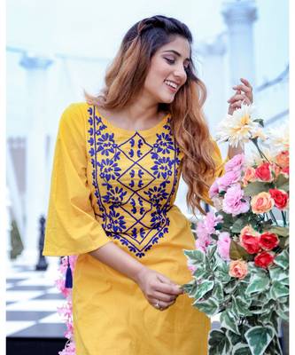 Yellow Blue Dori Work Kurta With Palazzo (Set of 2) 4