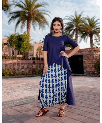 Indigo Kurta With Dhoti Pants (Set of 3) 1