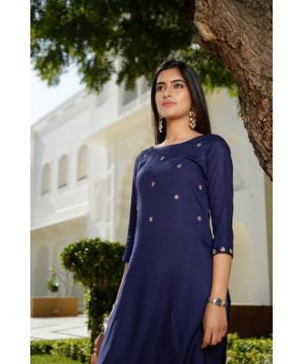 Navy Blue Pretty Kurta Pant Set With Dupatta (Set of 3) 2