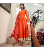 Orange Kanchali Anarkali Suit (set of 2)