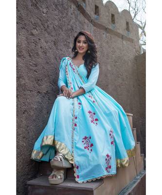 Sky Blue Kanchali Anarkali Suit (set of 2) 1