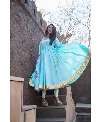 Sky Blue Kanchali Anarkali Suit (set of 2) 2