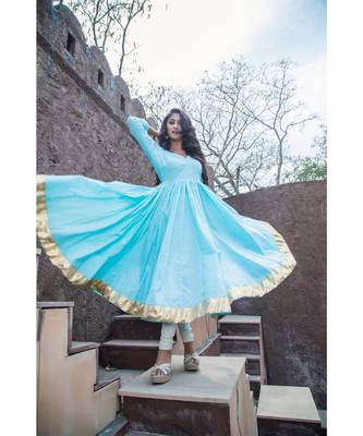 Sky Blue Kanchali Anarkali Suit (set of 2) 3