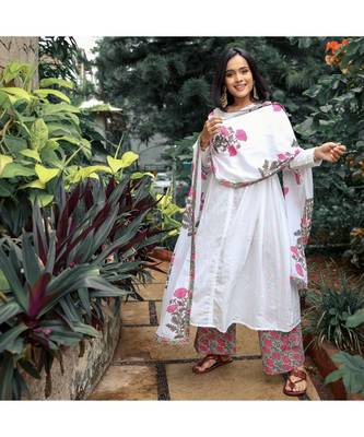 Garden Edge White Anarkali Suit (Set of 3) 1