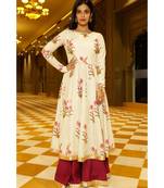 Off White Printed Gota Love Kurta Ghagra Set With Dupatta (Set of 3)