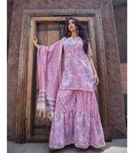 Pink Bageecha Sharara Set (Set of 3)