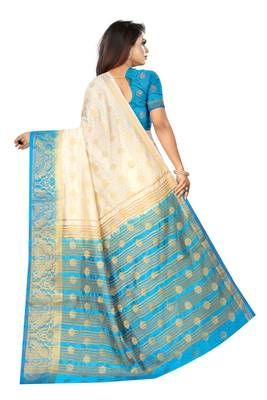 White woven art silk saree with blouse 2