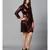 Miracolos Red and Black Sequins Embellished Party V-neck Short Dress