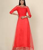 Women's Pleat Draped Red Gown