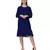 Women's Pin Tucks Georgette Midi Casual Dress Blue
