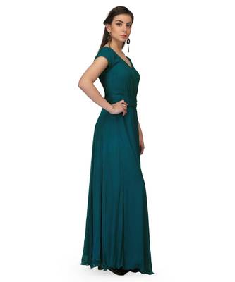 Green Chiffon Plain Party Wear Gown 2