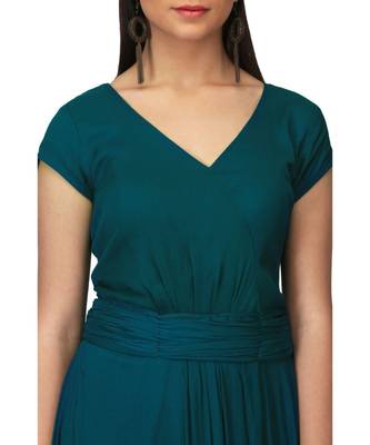 Green Chiffon Plain Party Wear Gown 5