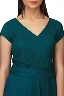 Green Chiffon Plain Party Wear Gown