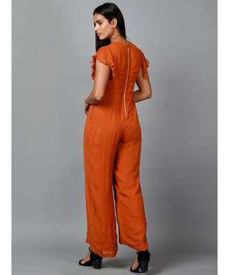 Women's Drape Georgette Party/ Casual Jumpsuit in Brown 5