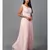Women's Sleeveless V- Neck Draped Peach Chiffon Evening Maxi   Gown