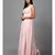 Women's Sleeveless V- Neck Draped Peach Chiffon Evening Maxi   Gown