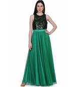 Women's Net Maxi Sequins Evening Gown Green