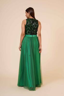 Women's Net Maxi Sequins Evening Gown Green 5