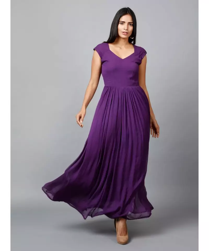 Women's Drape Chiffon Party/ Evening/ Gown in Purple