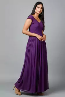 Women's Drape Chiffon Party/ Evening/ Gown in Purple