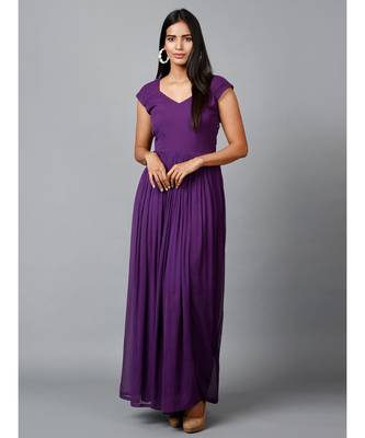 Women's Drape Chiffon Party/ Evening/ Gown in Purple 3