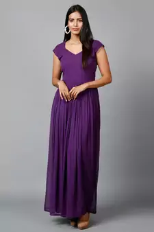 Women's Drape Chiffon Party/ Evening/ Gown in Purple